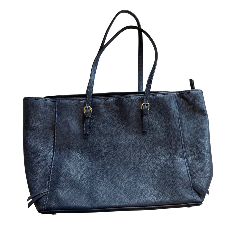 Maxima Milano Tote Bag Womens Large Navy Blue Pebbled Leather Made in Italy